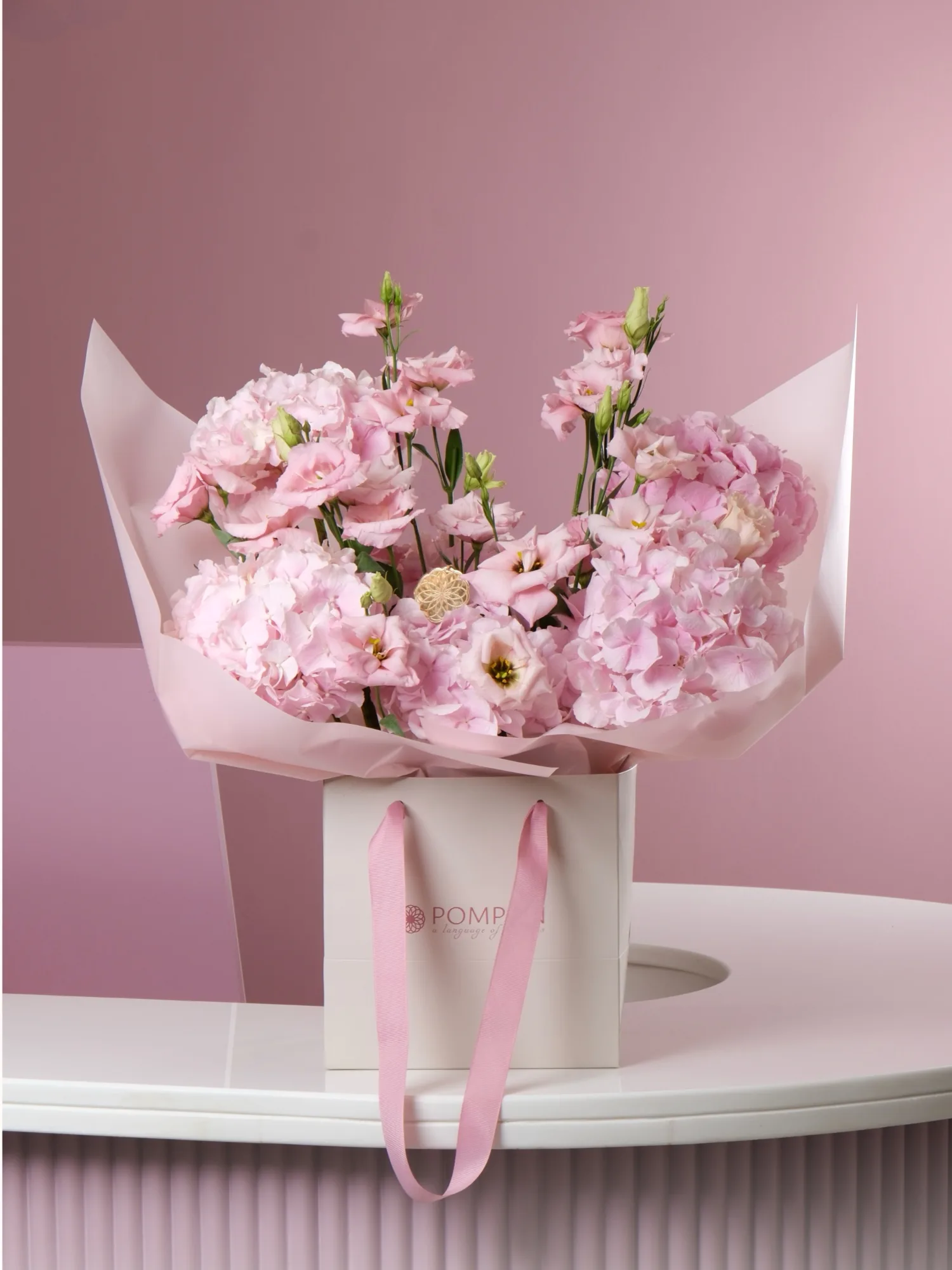 Lisianthus and Hydrangea Bouquet